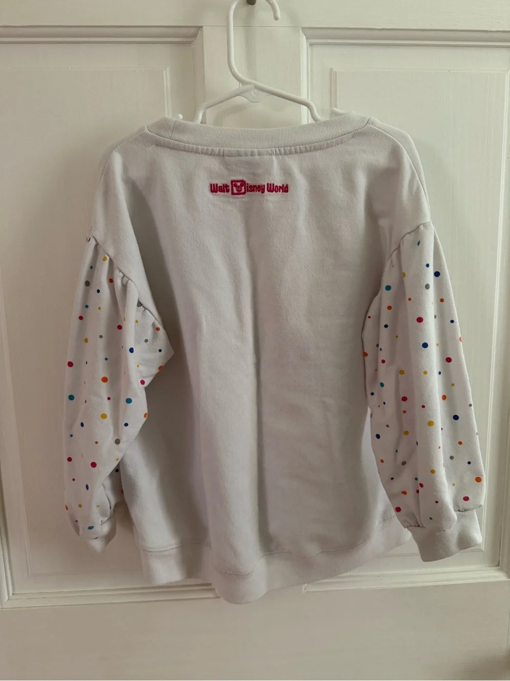 Girls' Disney Minnie Mouse White Pullover Sweatshirt with Colorful Lettering